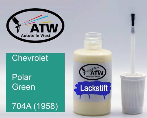 Chevrolet, Polar Green, 704A (1958): 20ml Lackstift, von ATW Autoteile West.